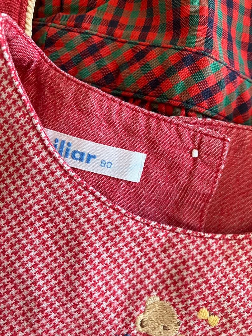 赤いベビー服6点セット　女の子ワンピースベスト帽子