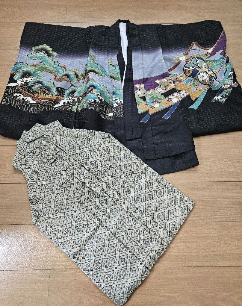 七五三 5才男の子着物セット 黒地 鷹