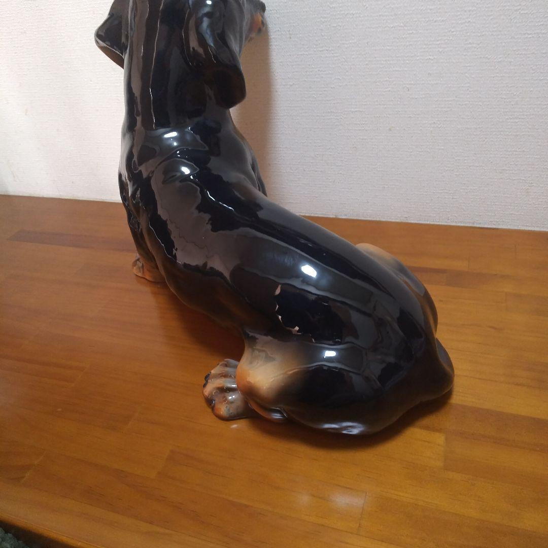 イタリア陶器 ダックスフンド 陶器 置物 約38cm