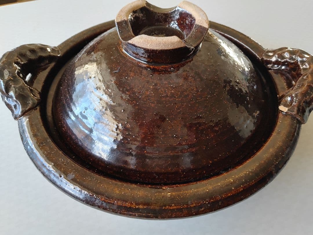 土鍋 陶器製 茶色 丸型