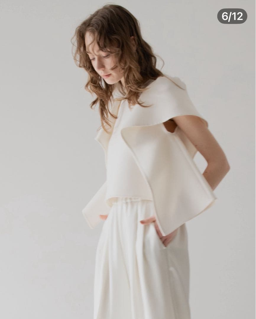 meison de dolce lily tops フレアスリーブトップス　白