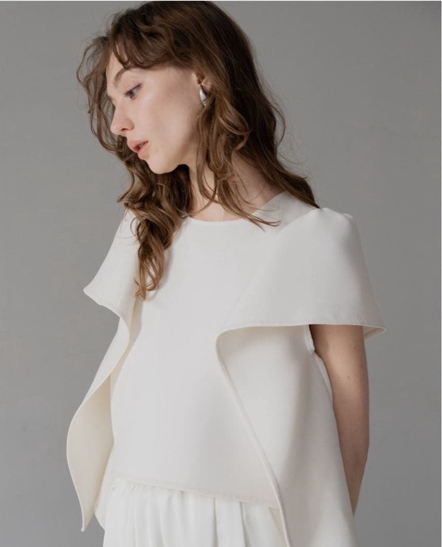 meison de dolce lily tops フレアスリーブトップス　白