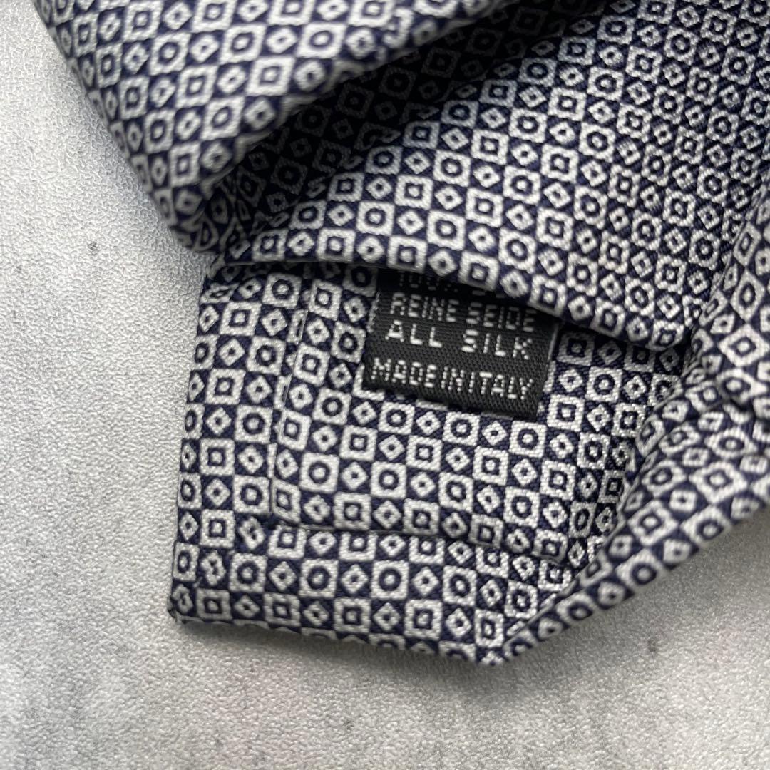 美品 E.Marinella Napoli チェック柄 格子柄 ネクタイ 紺