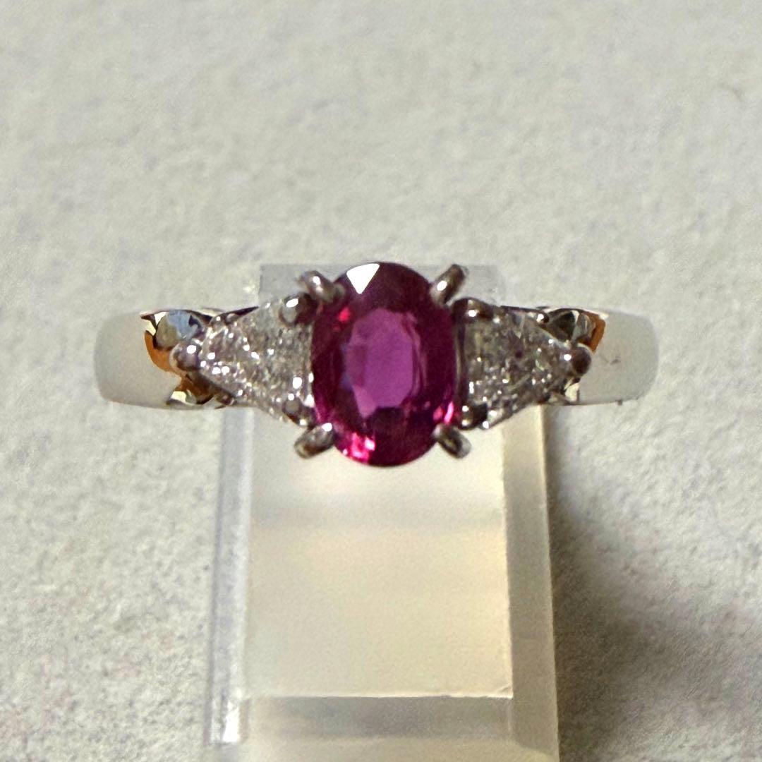 【Pt900 】天然ルビー 0.54ct リング ソーティング付き