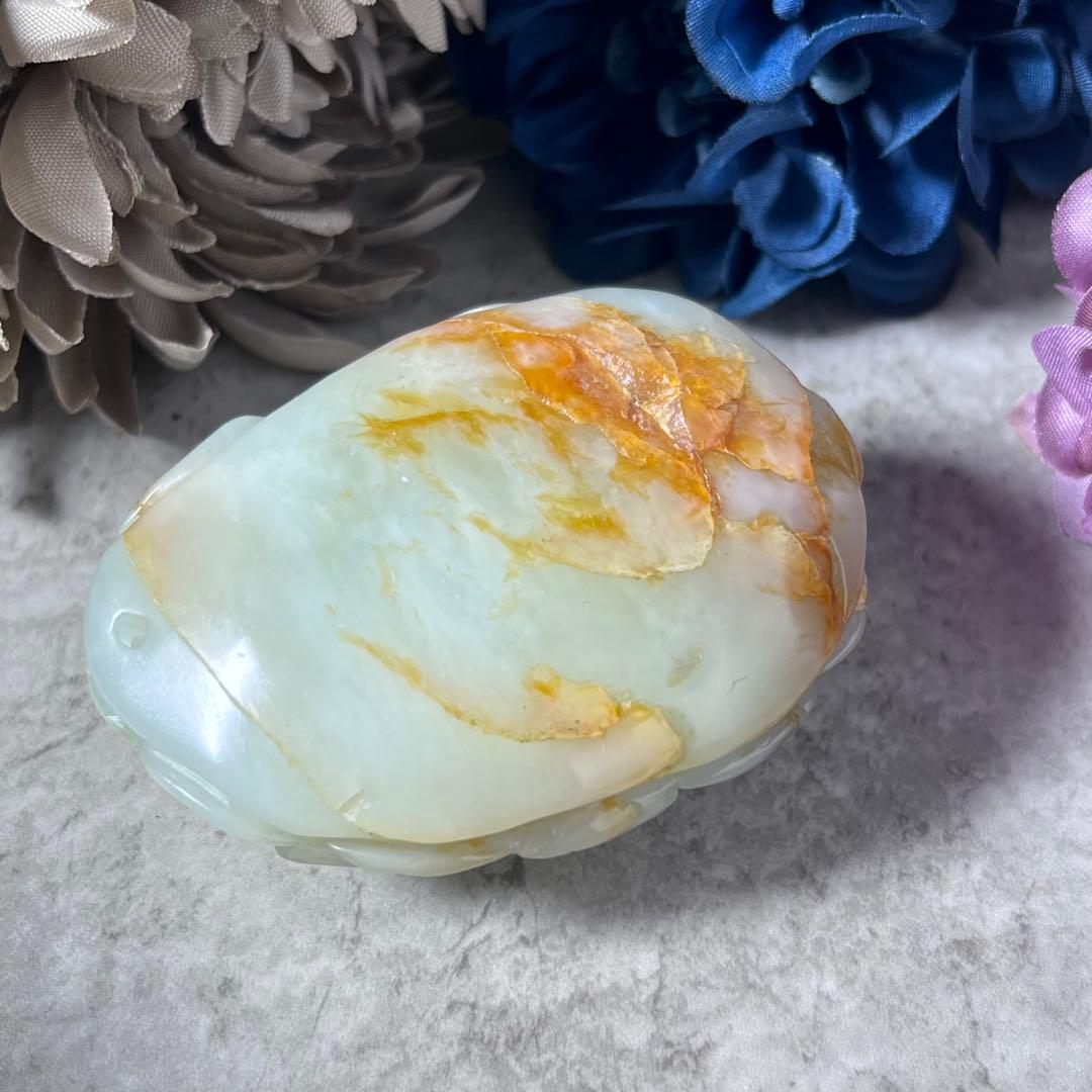 【翡翠？】青蛙神(蟾蜍)玉器置物　手把件 小擺件