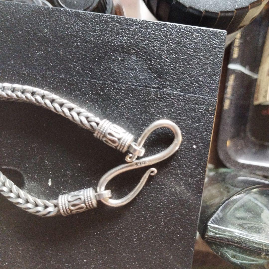 純銀！シルバー990 編み込み ネックレス フック式 クロム 喜平チェーン