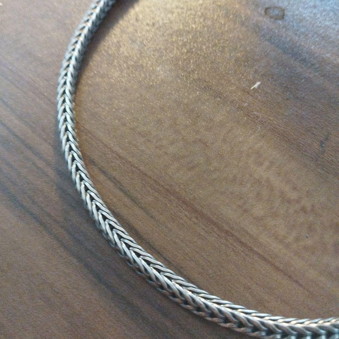 純銀！シルバー990 編み込み ネックレス フック式 クロム 喜平チェーン
