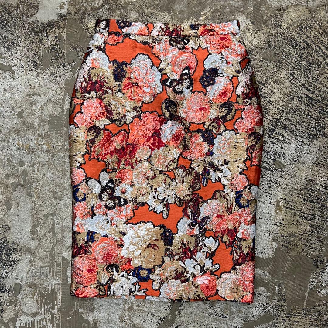 2015aw GIVENCHY フローラル柄 ジャガード タイトスカート