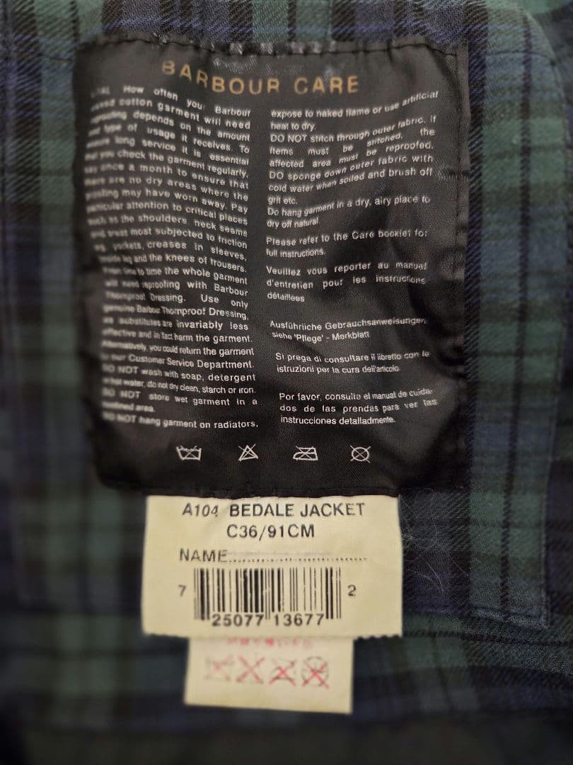 【おまけ付】2000年製 Barbour ビデイル オイルドジャケット C36