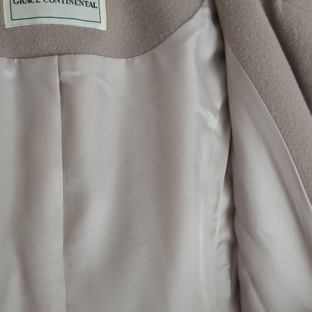 グレースコンチネンタル ダブルブレスト ウール コート ベージュ 36