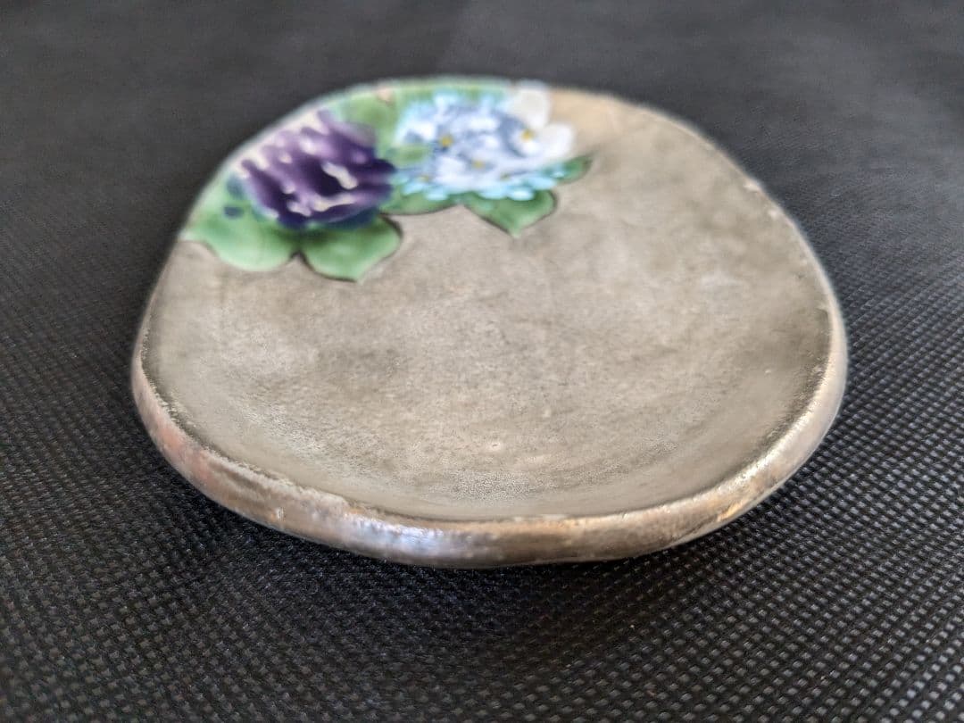 陶あん 清水焼 京焼 色絵付け 銀彩小皿 5枚セット