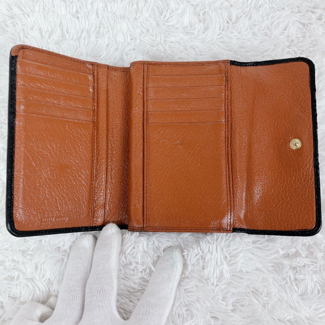 レア色✨ミュウミュウ 3つ折り財布 マドラスレザー バイカラー ブラック 黒　茶