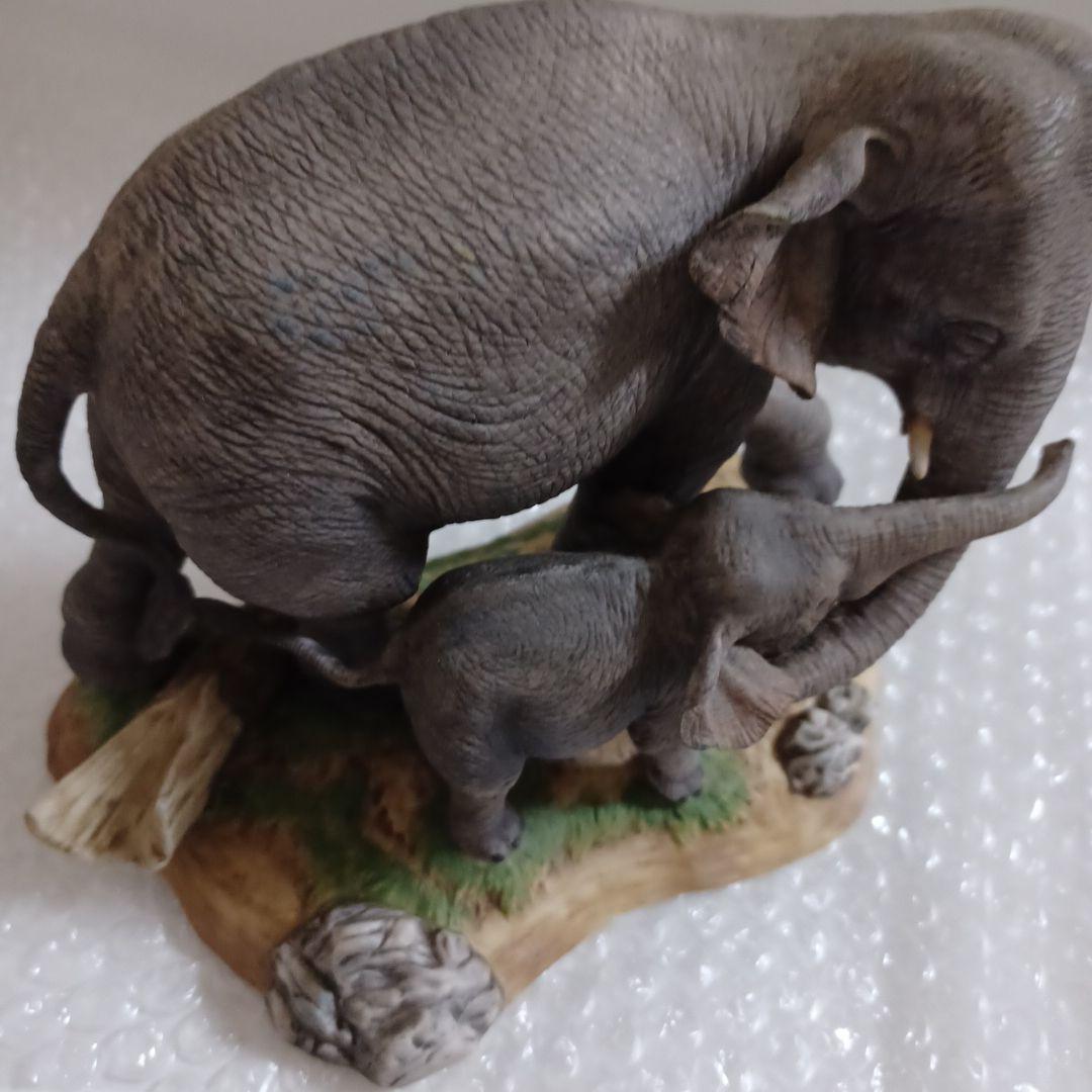 1985年　LENOX　7大陸の野生動物　アジア象の親子　陶器　置物　象