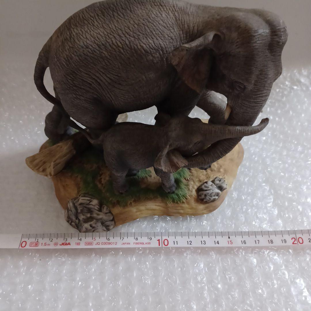1985年　LENOX　7大陸の野生動物　アジア象の親子　陶器　置物　象