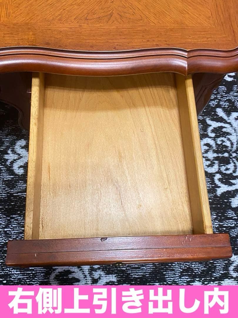 最高級♦️猫脚 彫刻 象嵌♦️希少 アンティーク プレジデント 両袖 デスク♦️重厚