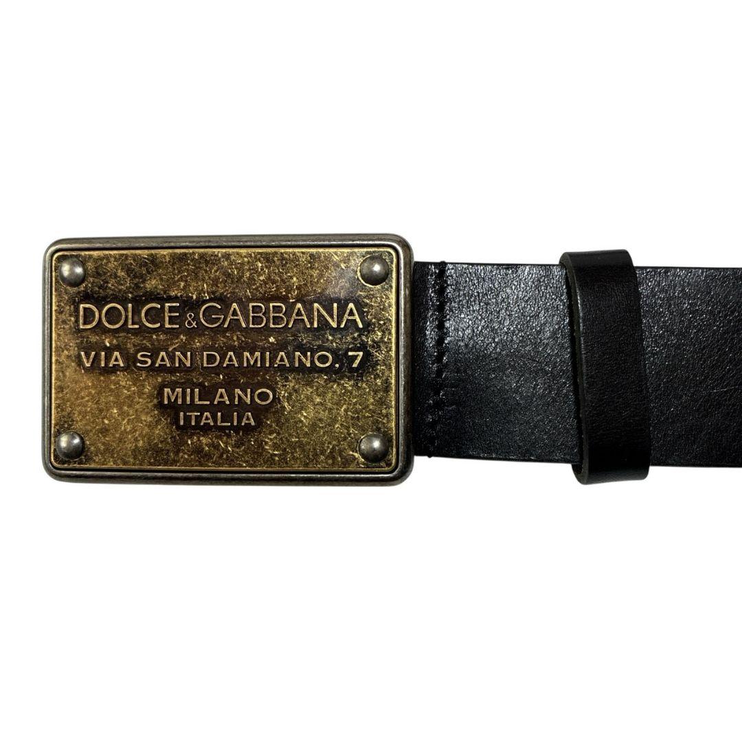 美品✨DOLCE&GABBANA レザーベルト イタリア製 ビッグバックル 本革