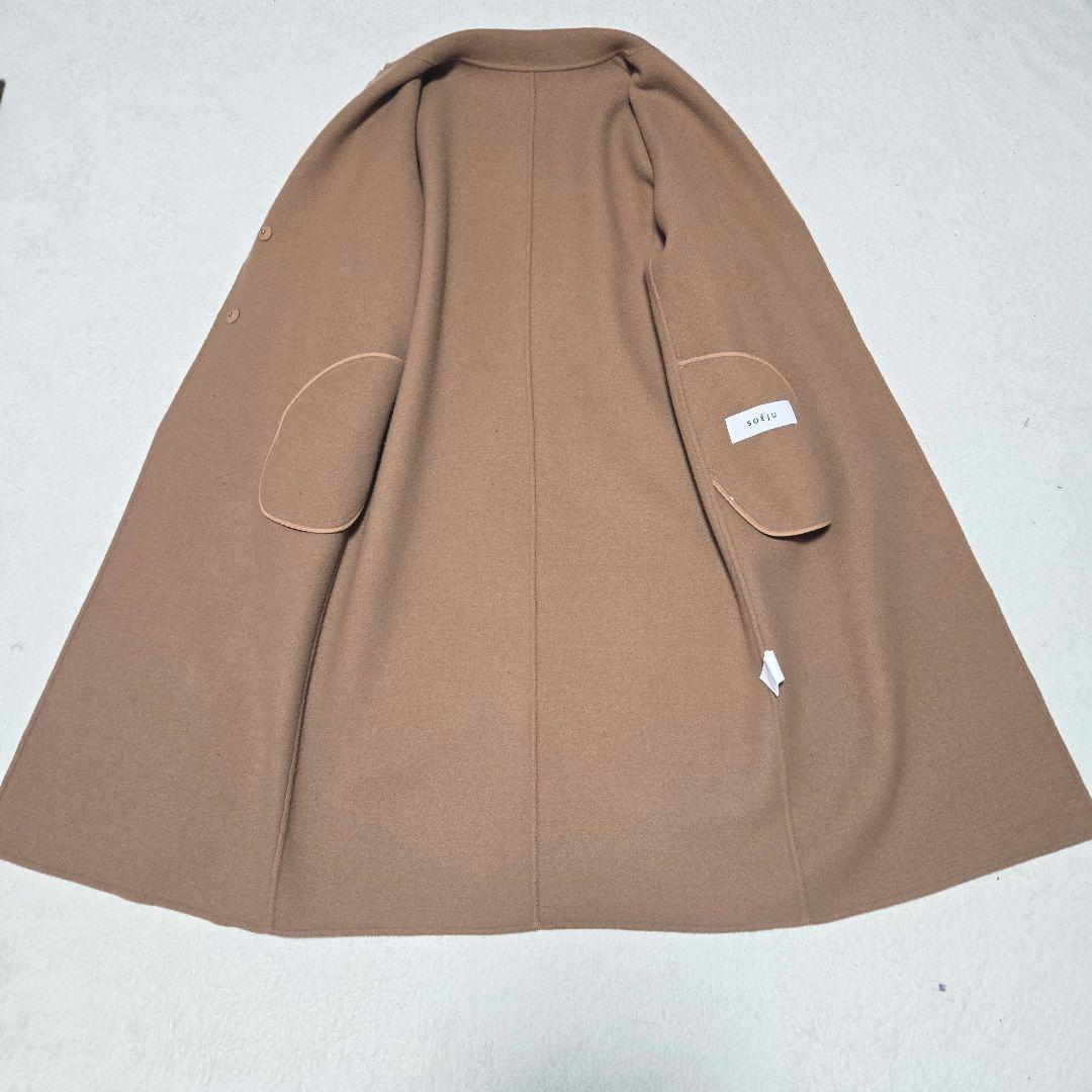 ソージュ　ウールリバーコート　キャメル