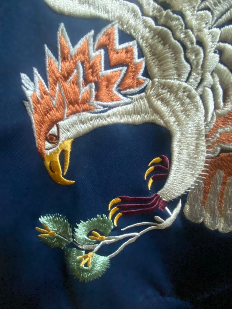 東洋　スカジャージ　初期　S 東洋エンタープライズ　刺繍　鷲　ネイビー　イエロー