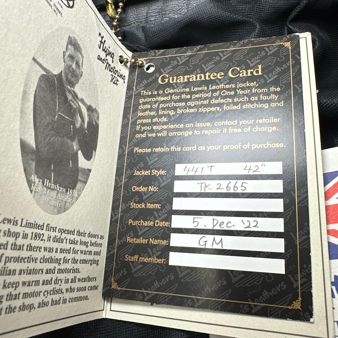 タグ付 極美品✨Lewis Leathers441Tサイクロン 42サイズ 黒