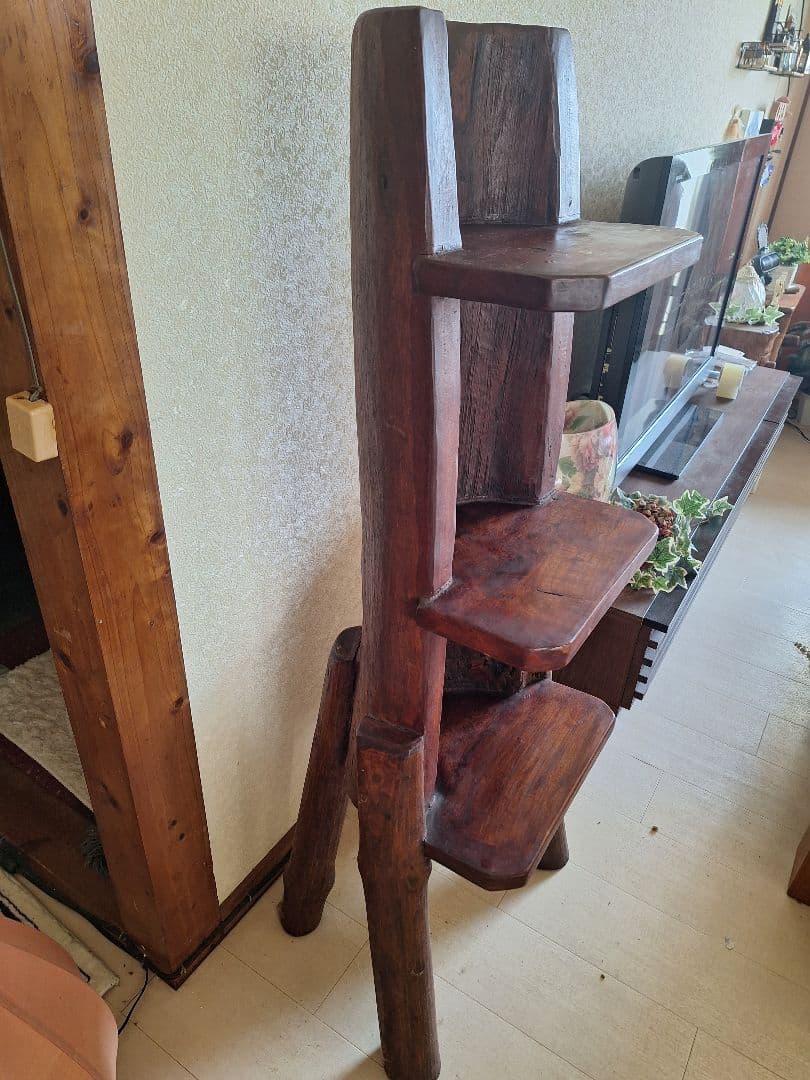 ★アジアン家具　ダークブラウン★三段棚