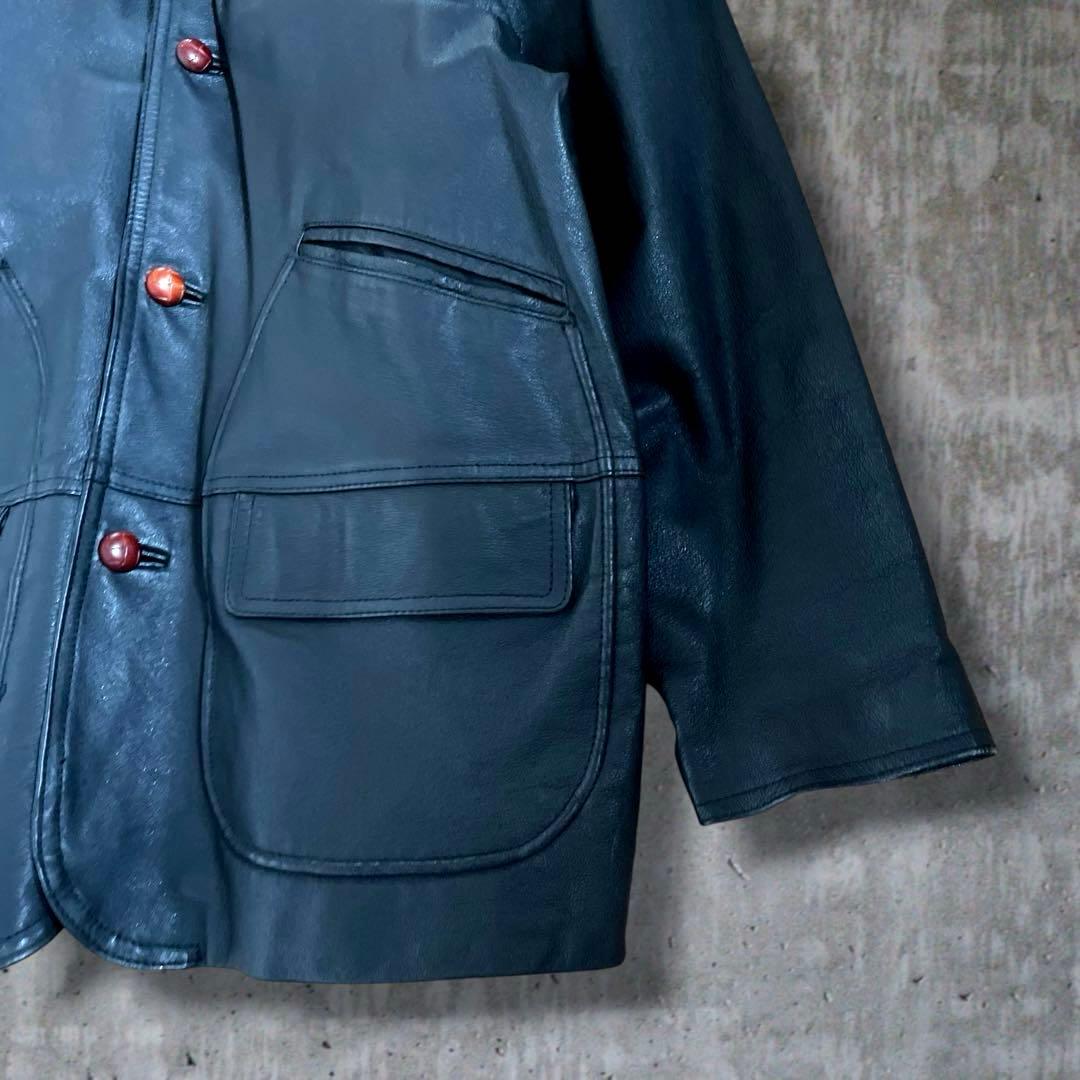【美品】AVILEX レザー カーコート 革ジャン 裏地チェック 菅田将暉 黒
