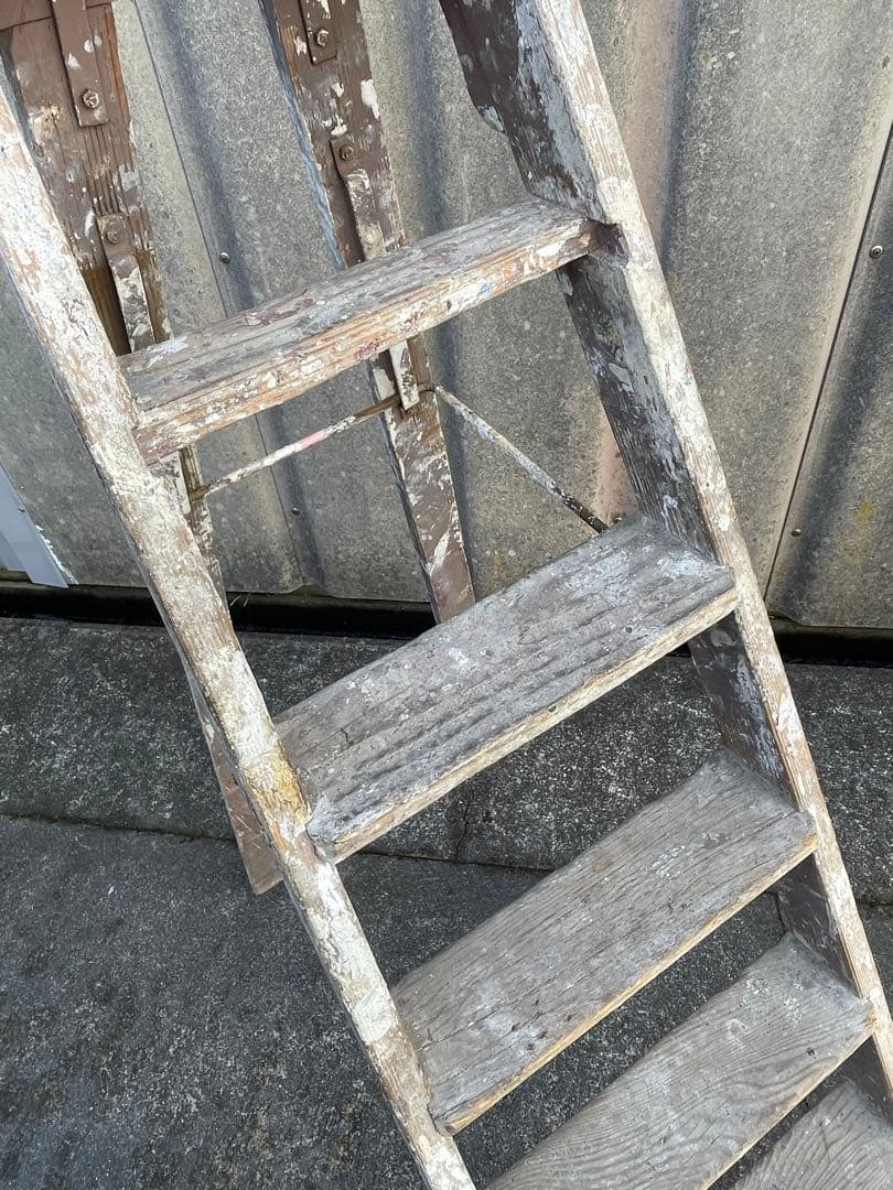 ビンテージ/フランス製/木製/大型/ラダー/脚立/ディスプレイ/店舗什器/①