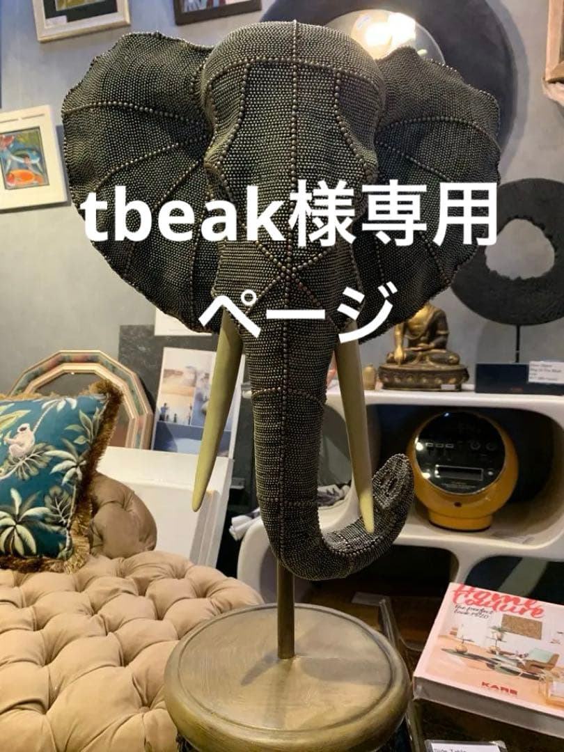 エレファントヘッド・爬虫類型ブックエンド・ゴールド花形置物