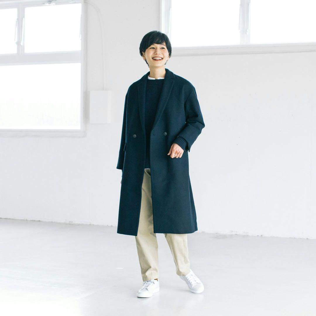 北欧 暮らしの道具店 3WAYアレンジ襟のかろやかチェスターコート ネイビー