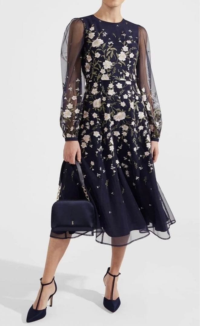 【Hobbs London】LOIS 刺繍ミディドレス