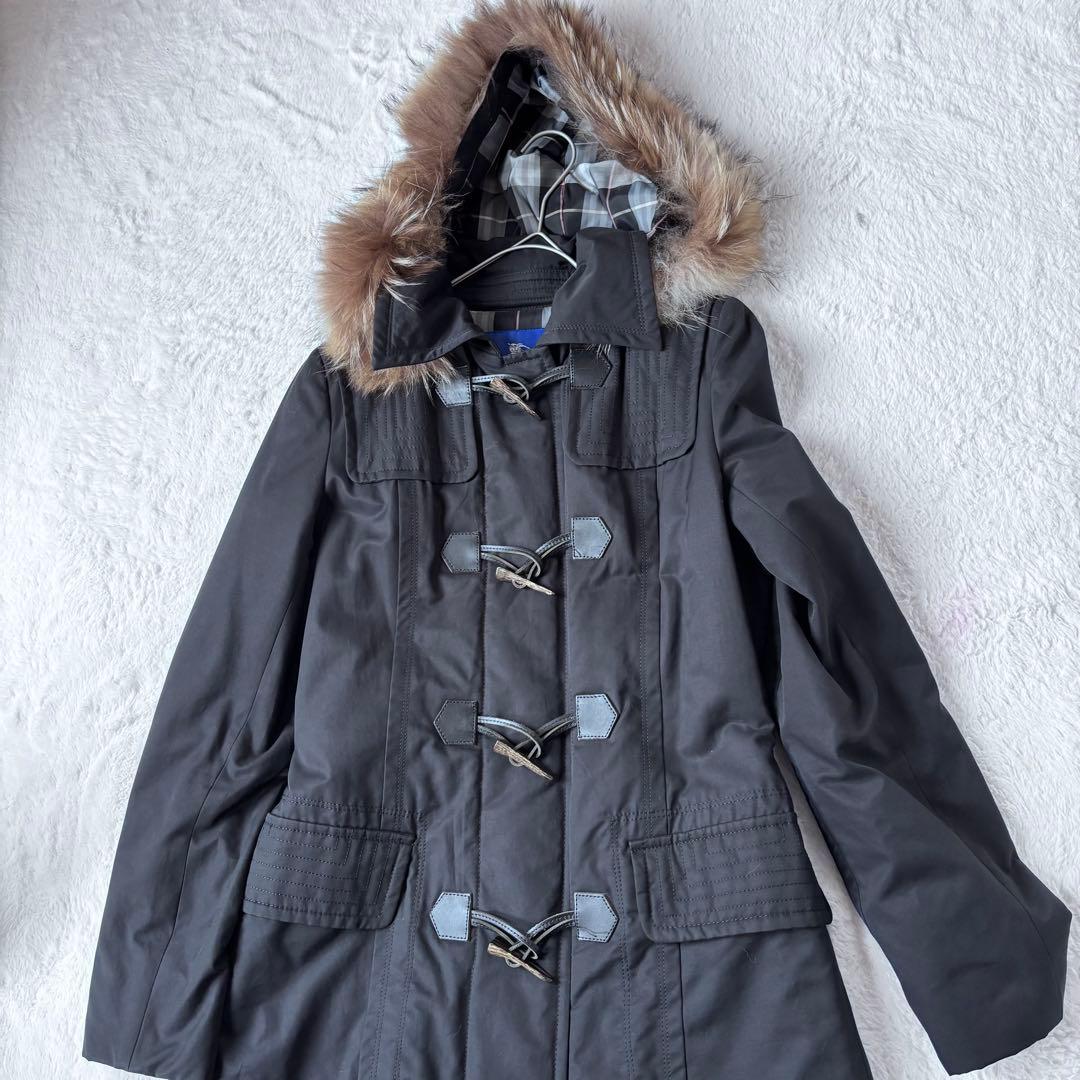 美品BURBERRY BLUE LABEL 黒　フード　ダッフル　38 M