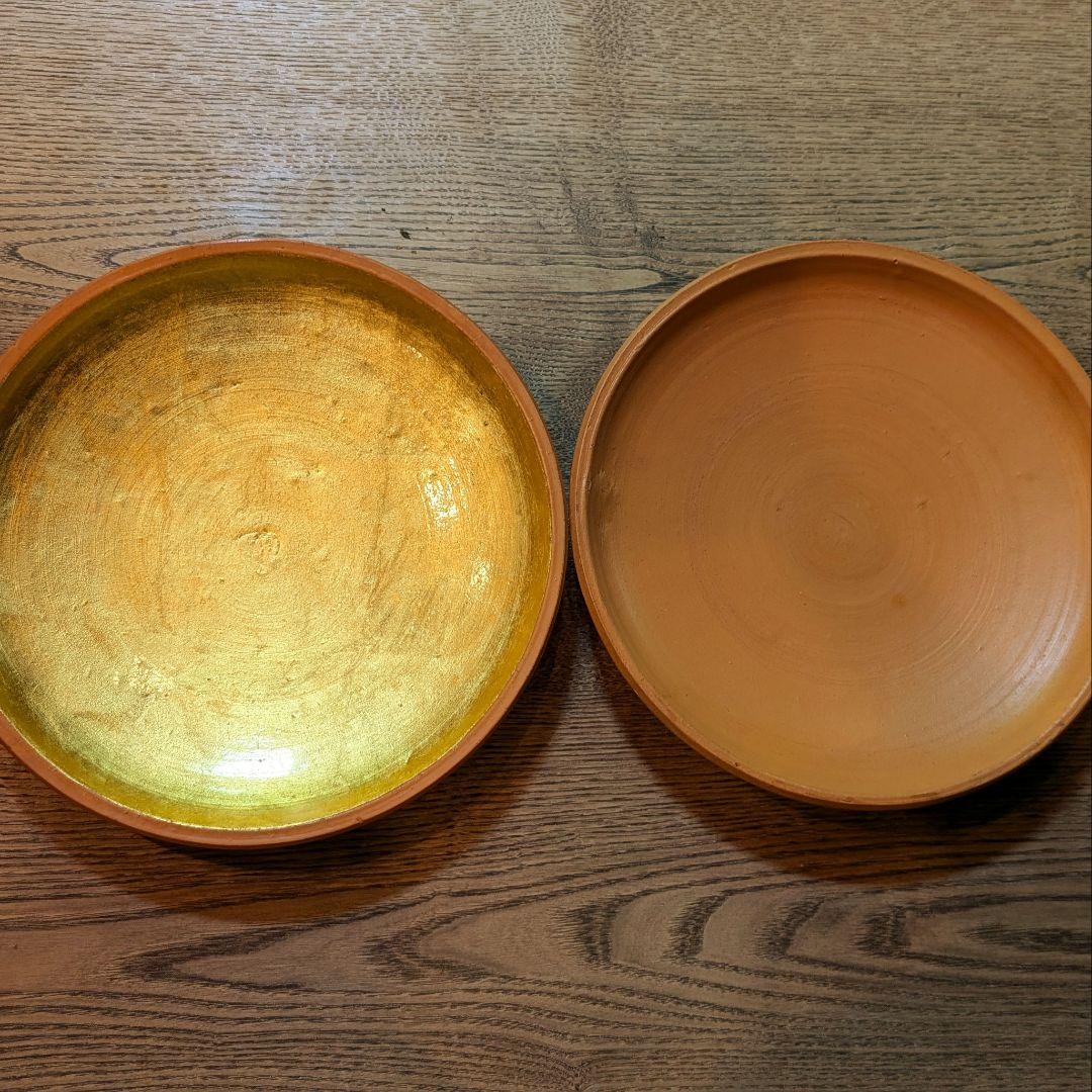 宝楽皿 片面本金箔貼り素焼き 2枚1組×5 計10枚