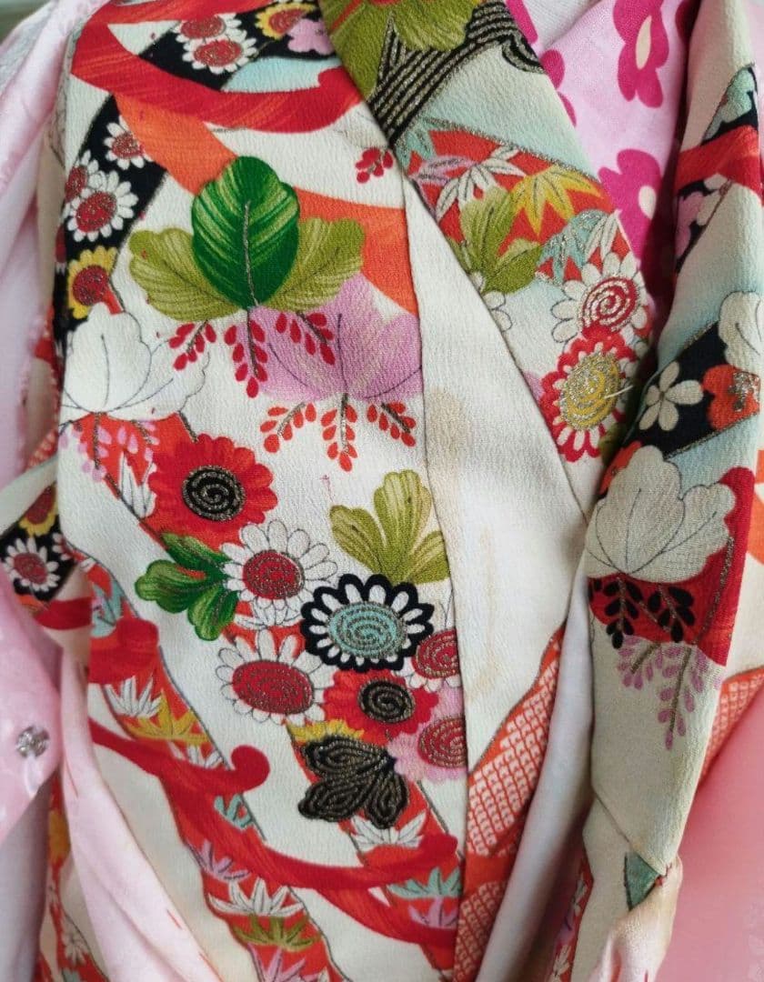 専用☆アンティーククリーム色の着物と帯のセット☆2歳から3歳