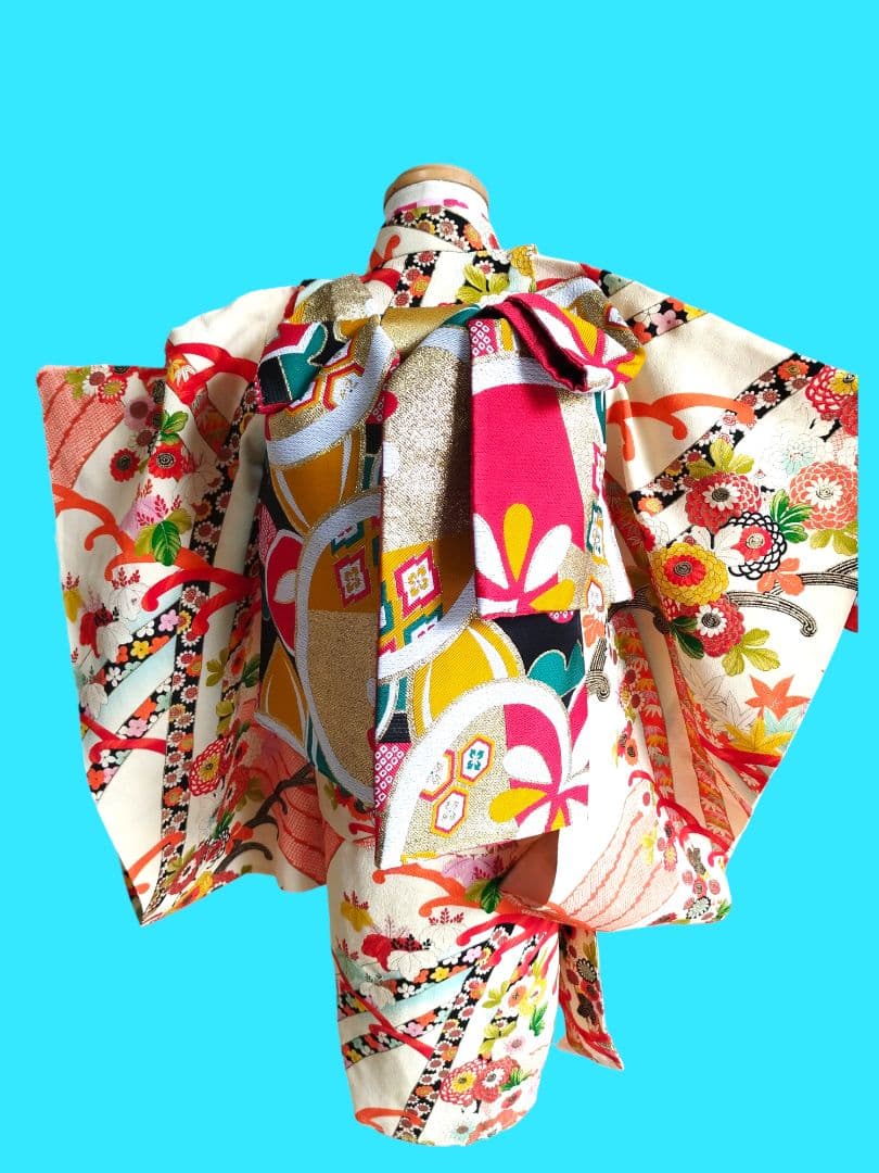 専用☆アンティーククリーム色の着物と帯のセット☆2歳から3歳