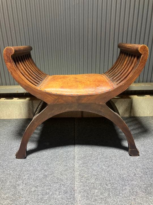 クラブベンチ　クラシック家具　牛革アンティーク風　中古品
