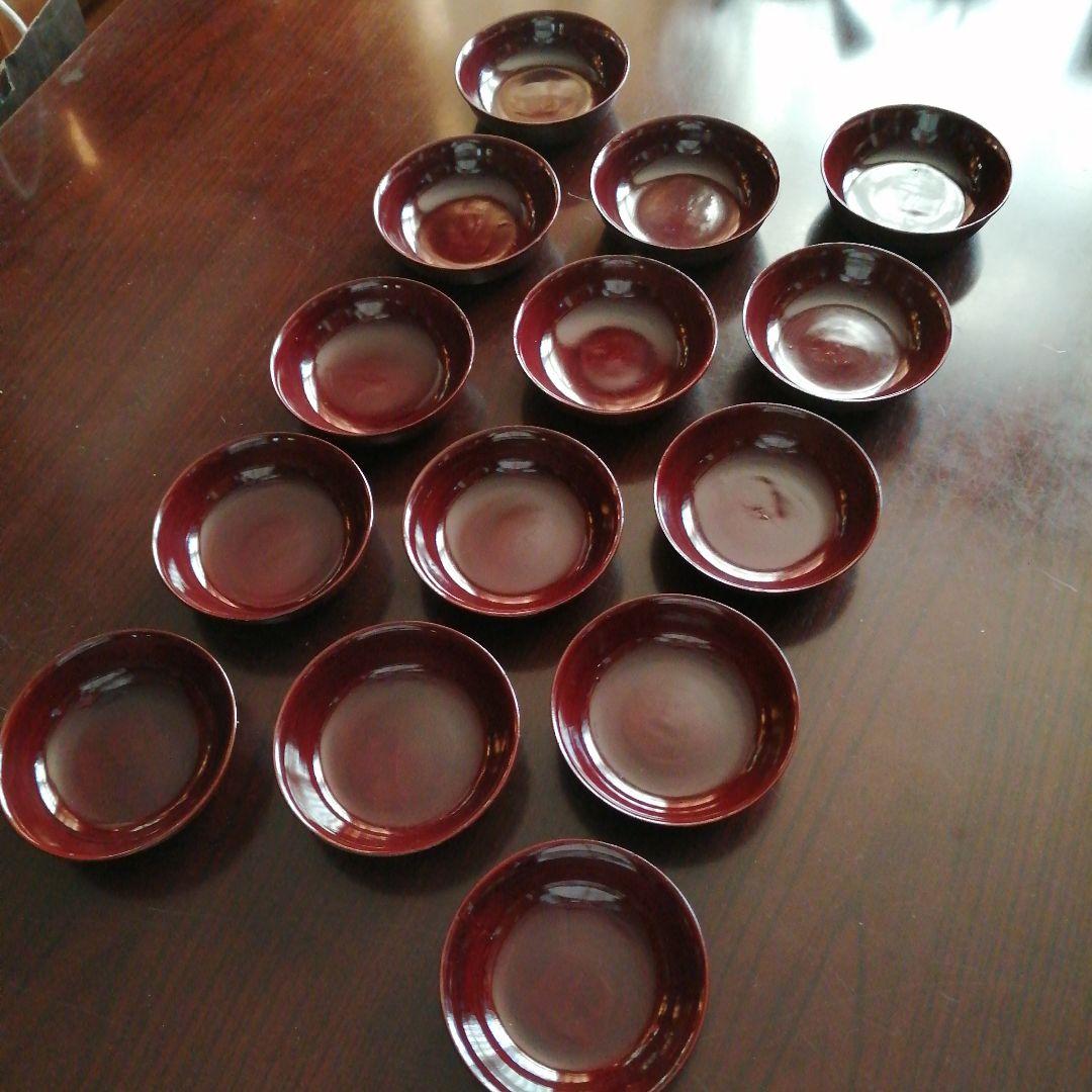 木製漆器　糸目小皿　14枚　11cm　江戸後期