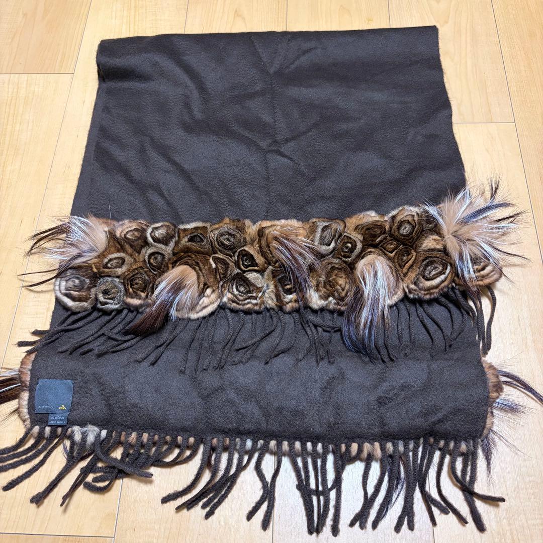 フェンディFendi 100%カシミヤ デザインマフラー ストール