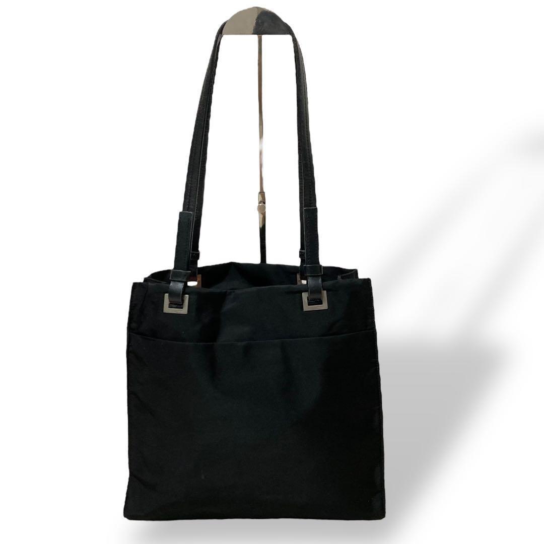 【美品】プラダ　テスート　ショルダートートバッグ　ナイロン　三角ロゴ　ブラック