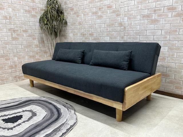 ソファーベッド　ソファ　コーデュロイ　ダークグレー　北欧風　新品