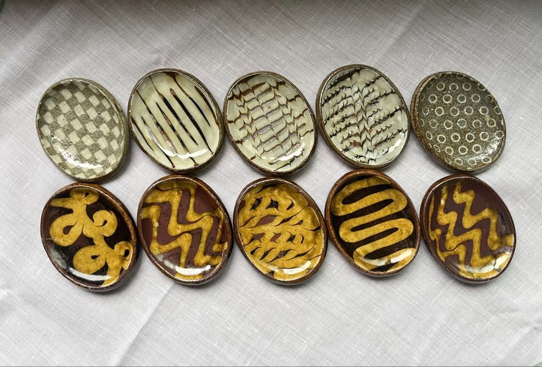 TORU 齊藤十郎　スリップウェア　象嵌　豆皿