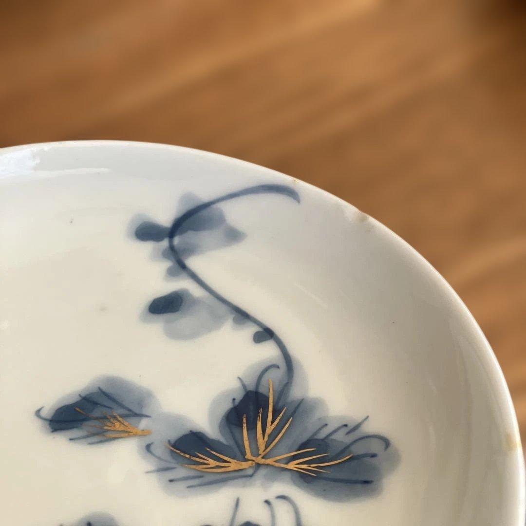 江戸後期　染付菊紋皿17客 箱付き　2枚欠け