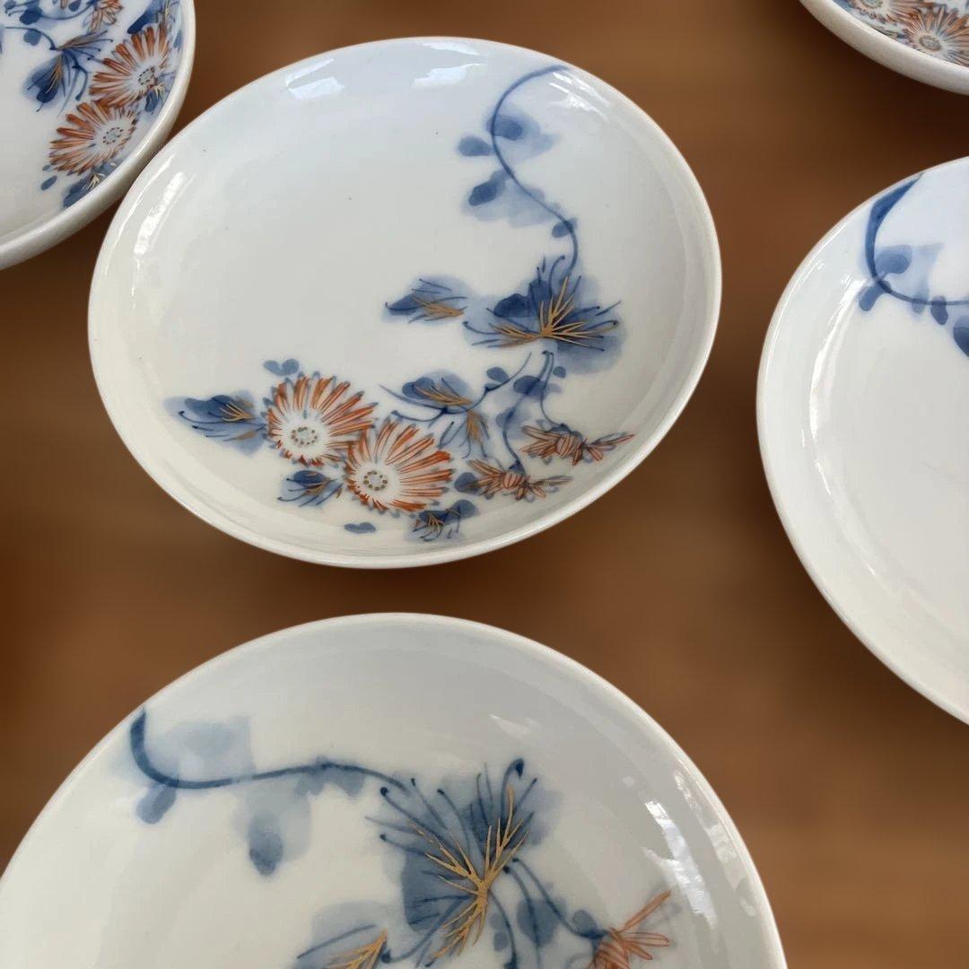 江戸後期　染付菊紋皿17客 箱付き　2枚欠け