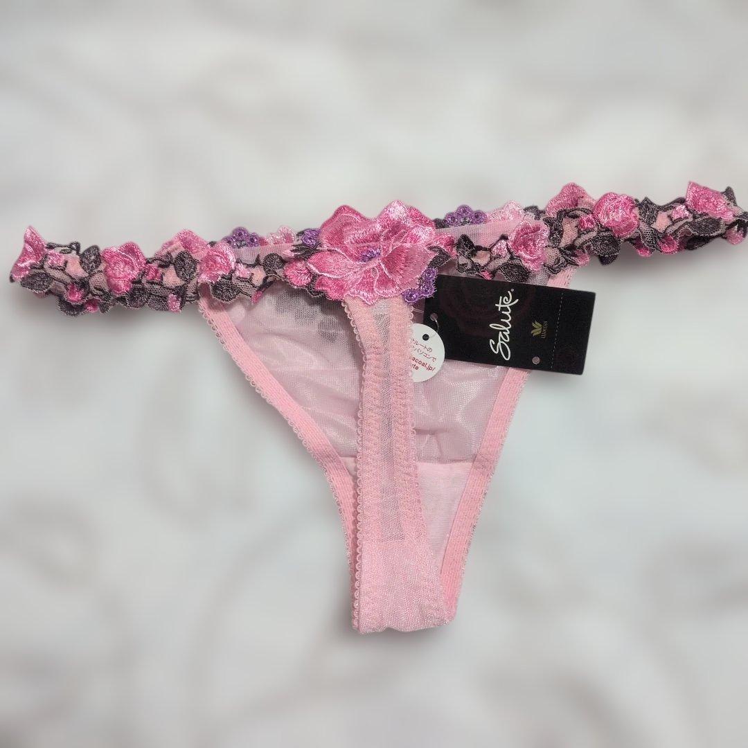 サルート　ピンク 花柄　ブラC85TバックLガーターベルトM3セット　色移りあり