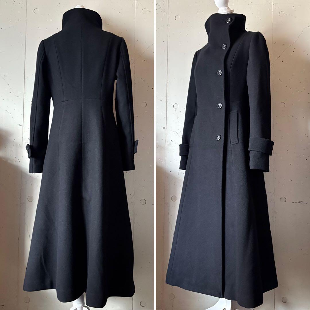 rienda 25 オーバーネックシンデレララインコート ロングコート　ブラック