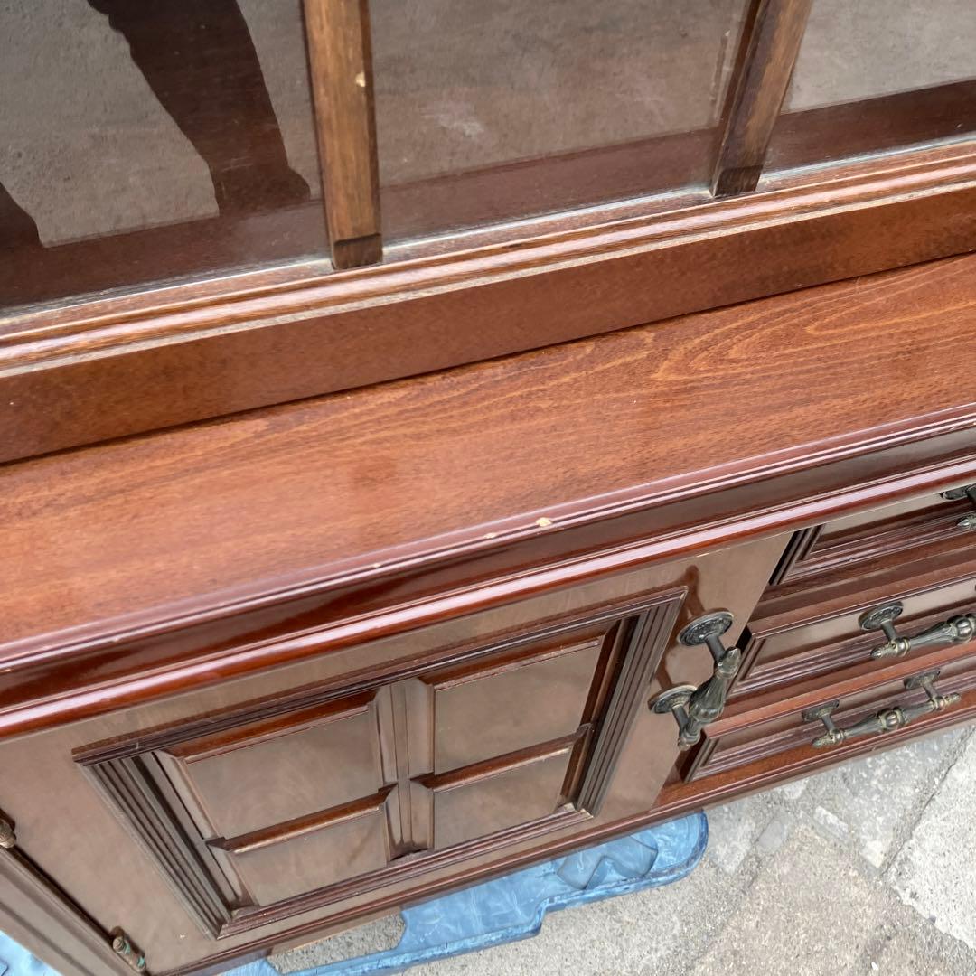 アンティーク 木製カップボード サイドボード 飾り棚 大型 食器棚 ビンテージ