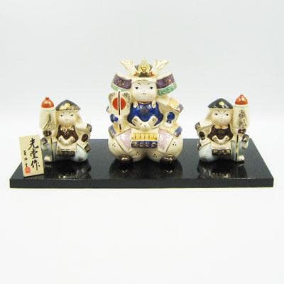 五月人形　彩雅初陣大将　薬師窯　兜　初節句　端午の節句　陶器　男の子　化粧箱入