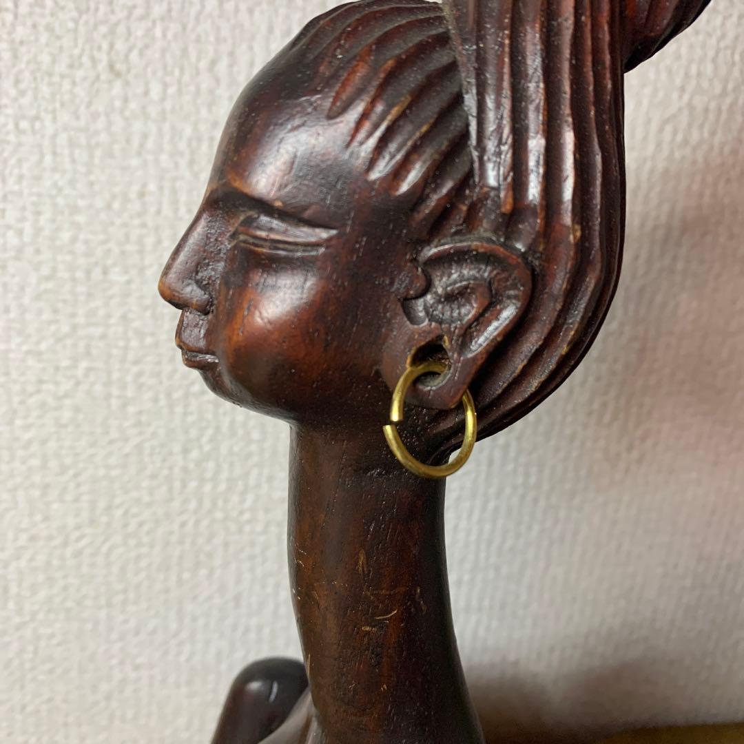 E-4 【希少】アフリカン プリミティブ アート 木彫り彫像 女性像 エスニック