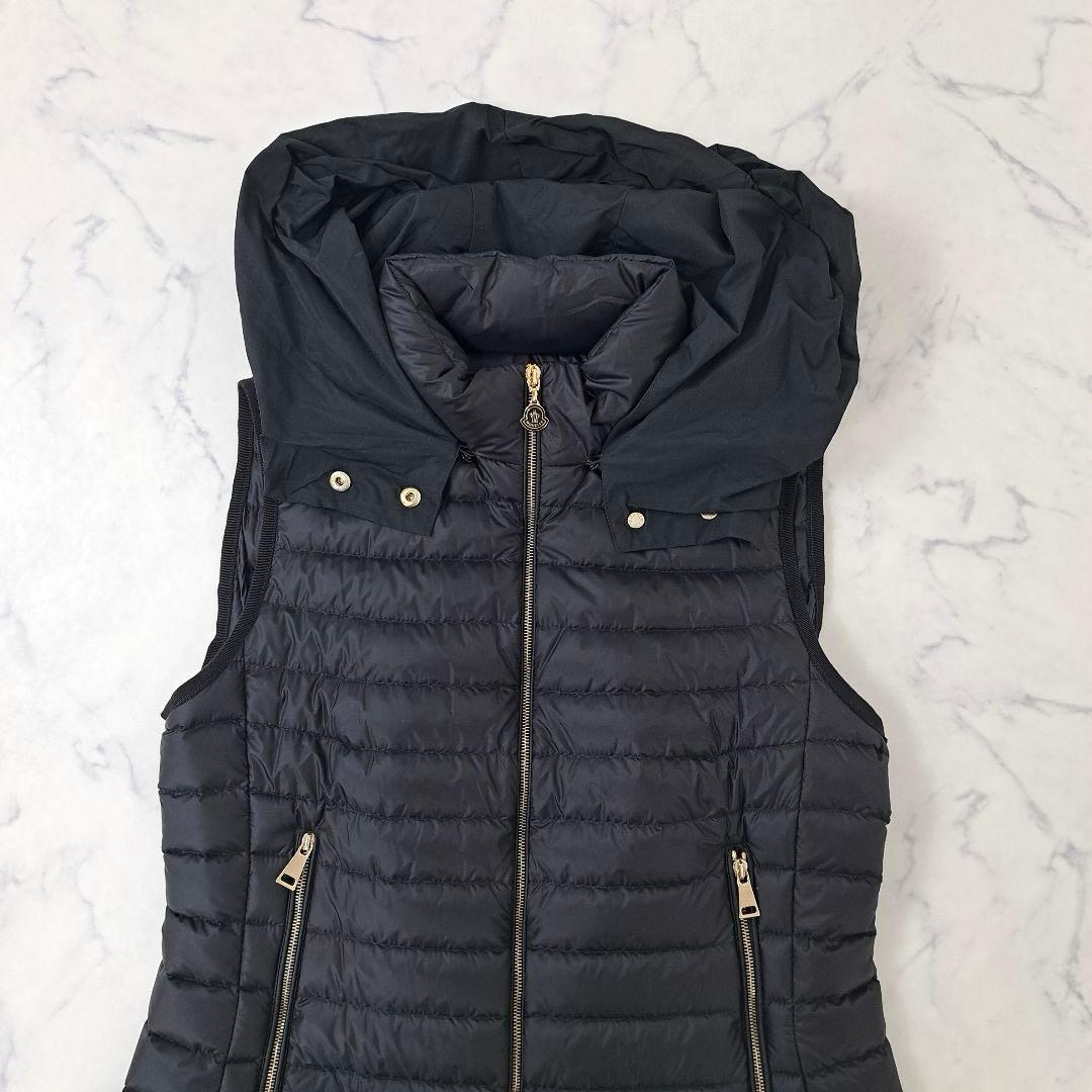 美品★MONCLER モンクレール ダウンベスト フリル 軽量 0 ブラック