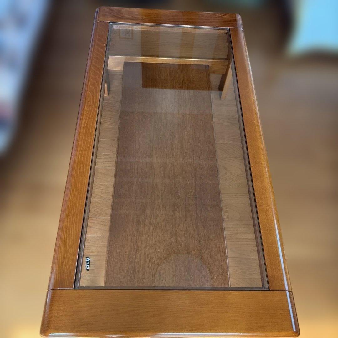 カリモク　ガラスローテーブル