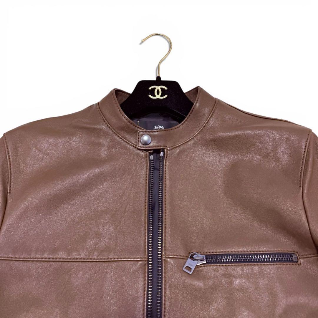 【未使用級】COACH メンズ ライダースジャケット ブラウン Mサイズ