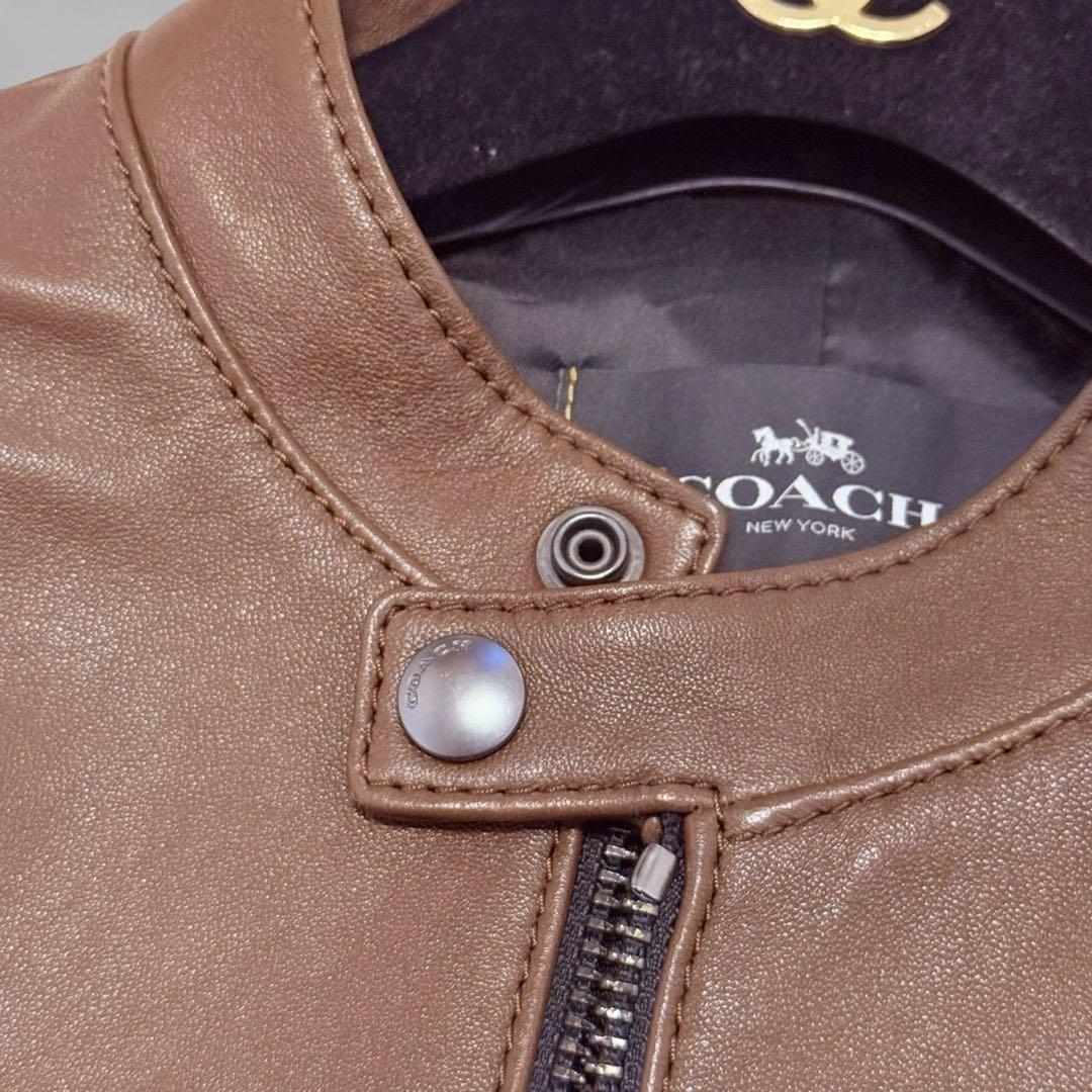 【未使用級】COACH メンズ ライダースジャケット ブラウン Mサイズ